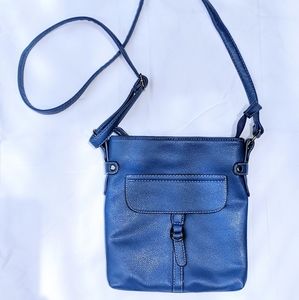 Blue Leather Crossbody Bag